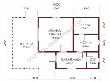 Планировка бани 6 на 10