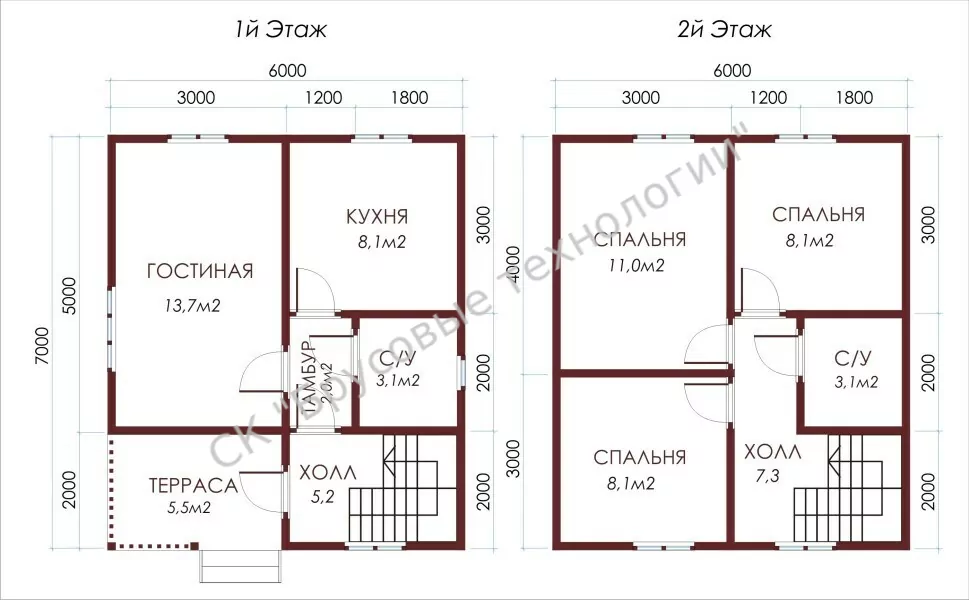 Каркасный дом «Дзержинск» 6*7