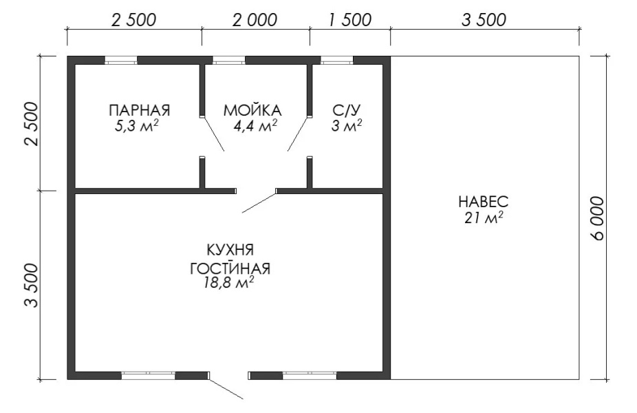 Баня из бруса «Брусника» 6*6